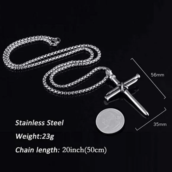 Men's Stainless Steel Cross Necklace - Picture 4 of 5
